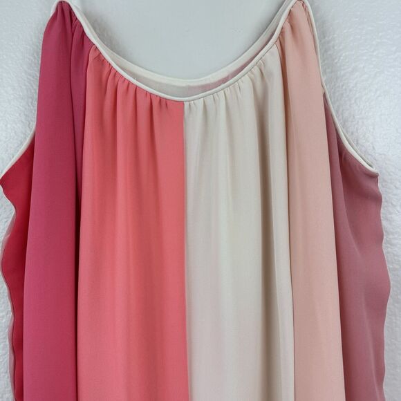 NWT Francesca’s Jun & Ivy Stripe Colorblock Mini Shift Slip Dress Pink Coral S - Picture 3 of 12